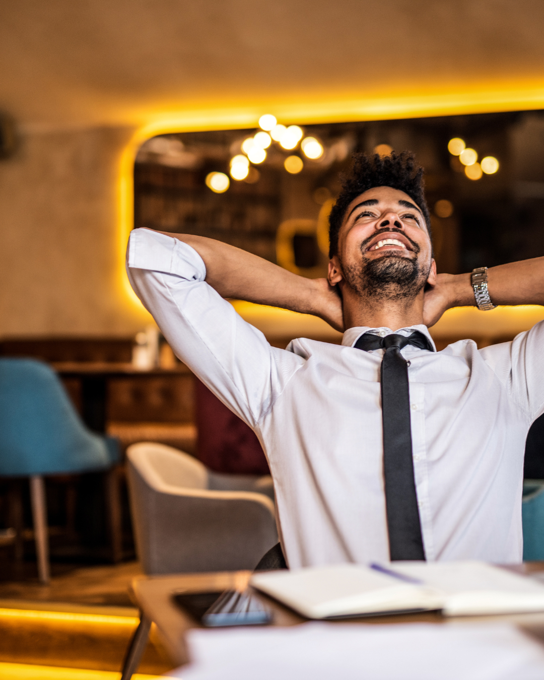 business owner feeling relieved from business stress